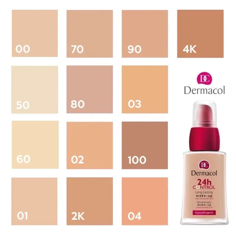 Dermacol 24h Control Long-Lasting Makeup Foundation Co-Enzyme Q10 High Coverage & Natural Finish