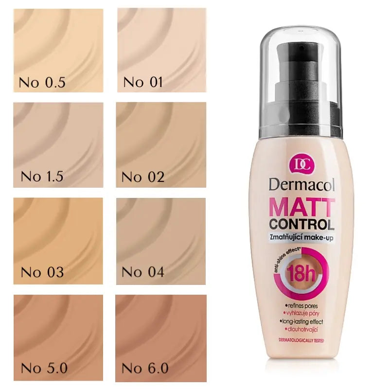 Dermacol Matt Control Foundation Long-Lasting Mattifying Waterproof Makeup Flawless Skin