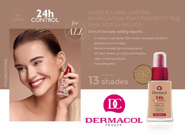 Dermacol 24h Control Long-Lasting Makeup Foundation Co-Enzyme Q10 High Coverage & Natural Finish