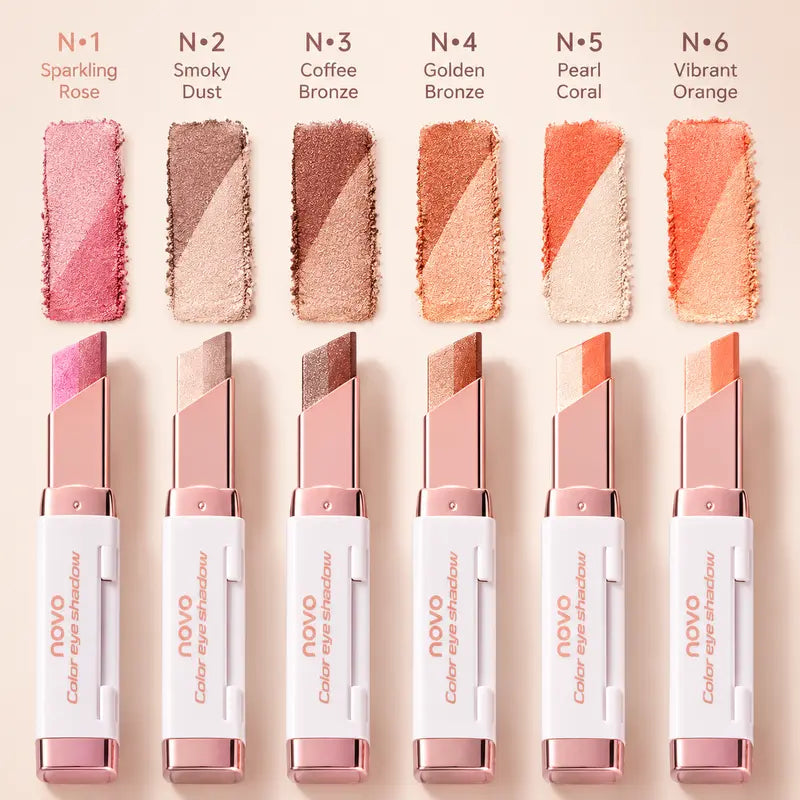 DuoShimmer Long-Lasting Creamy Eyeshadow Stick Two-Tone Shimmer & Matte Crayon All the Shades