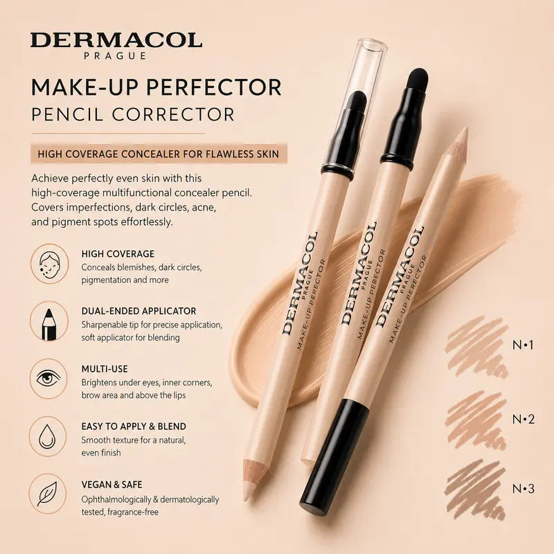 Dermacol Makeup Perfector Pencil Corrector High Coverage Concealer for Flawless Skin