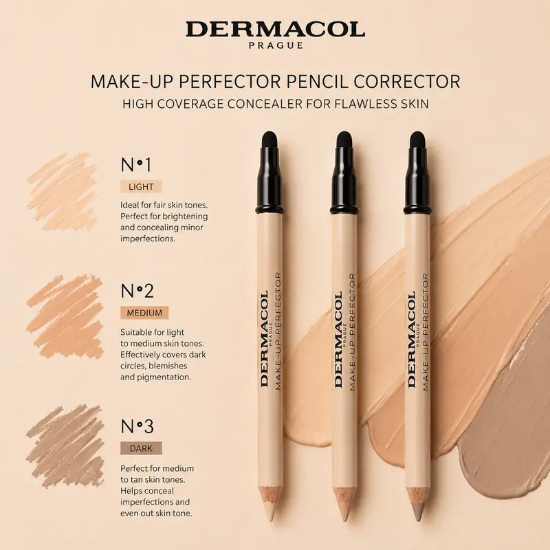 Dermacol Makeup Perfector Pencil Corrector High Coverage Concealer for Flawless Skin