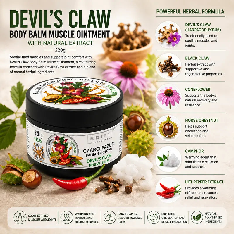 Devil's claw herbal balm muscle ointment - Czarci pazur balsam ziołowy