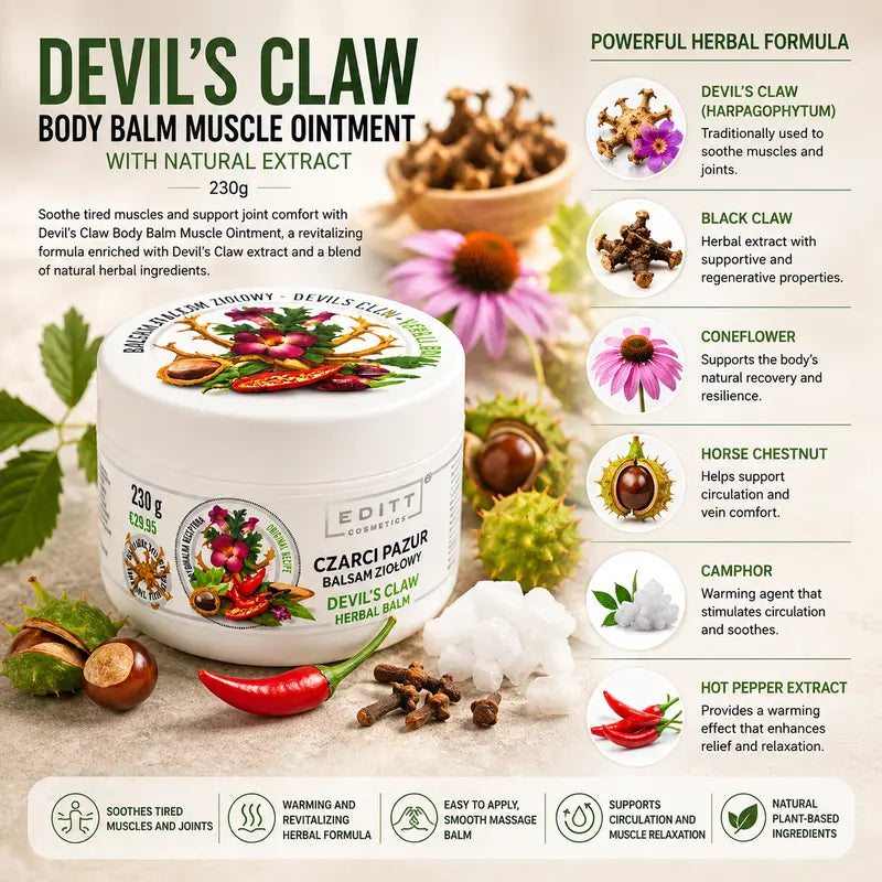 Devil's claw herbal balm muscle ointment - Czarci pazur balsam ziołowy