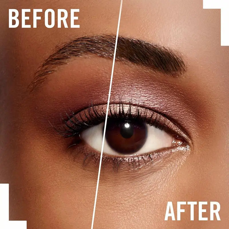 Before and after comparison of eye makeup application with Eyebrow Stylist Pencil  on a person's face.