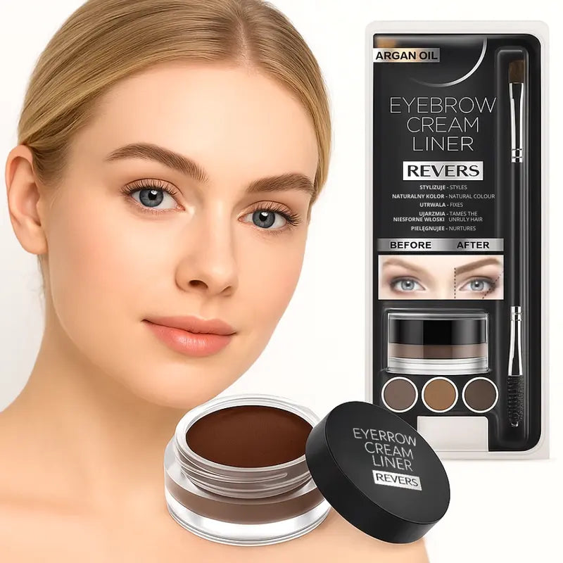 Tinted Brow Pomade Cream – Full Pigment Eyebrow Liner with Angled Brush