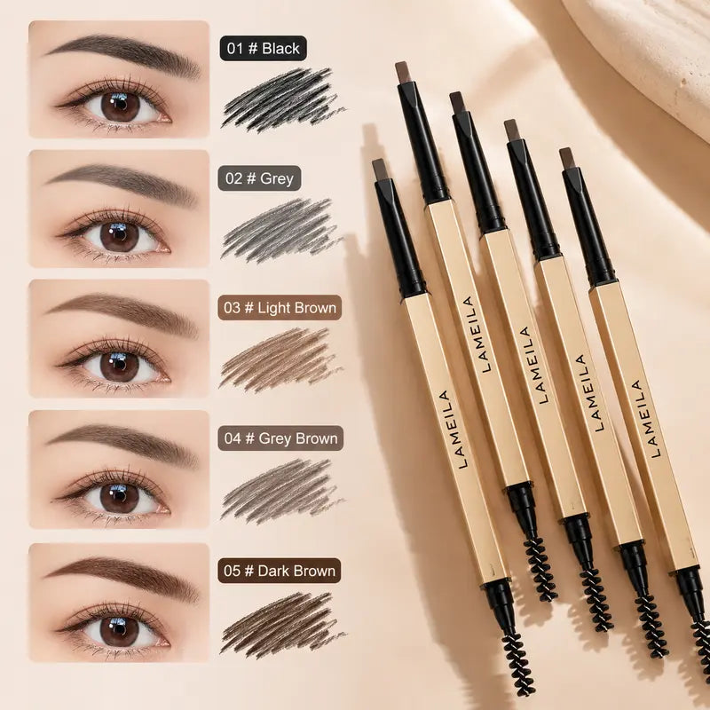 Eyebrow Pencil Waterproof Dual-Ended Brow Pen with Brush Precision Angled Tip, Smudge-Proof, Sweat-Proof, Long-Lasting Natural Brows