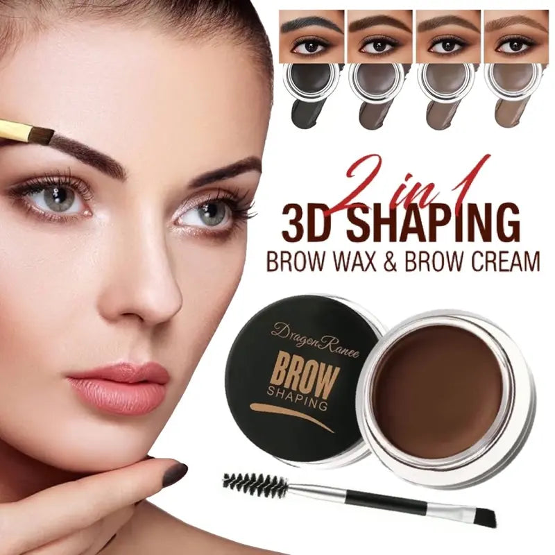 Eyebrow Pomade Kit – Waterproof Brow Wax & Tint with Duo Brush for Natural Look