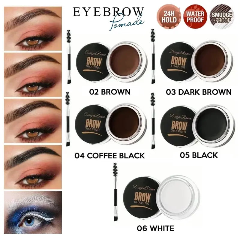 Eyebrow Pomade Kit – Waterproof Brow Wax & Tint with Duo Brush for Natural Look