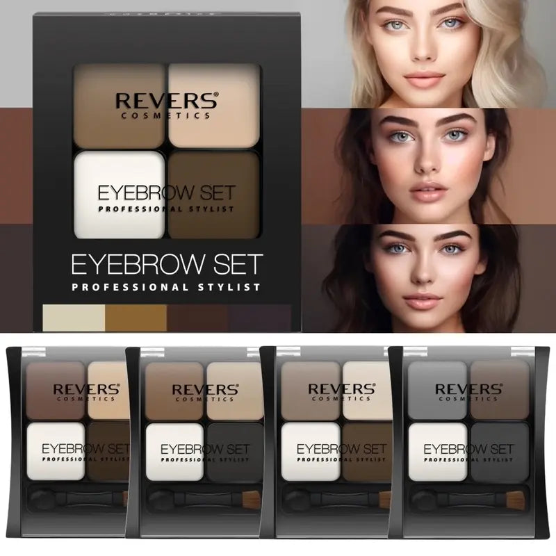 Eyebrow Palette Set Powder Stylist Brow Tint Kit Wax Formula With Brush & Sponge