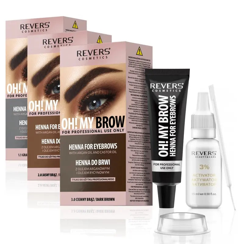 Henna Eyebrow & Eyelash Tint Brow Dye Set Argan Oil & Castor Oil Permanent Brow Tinting