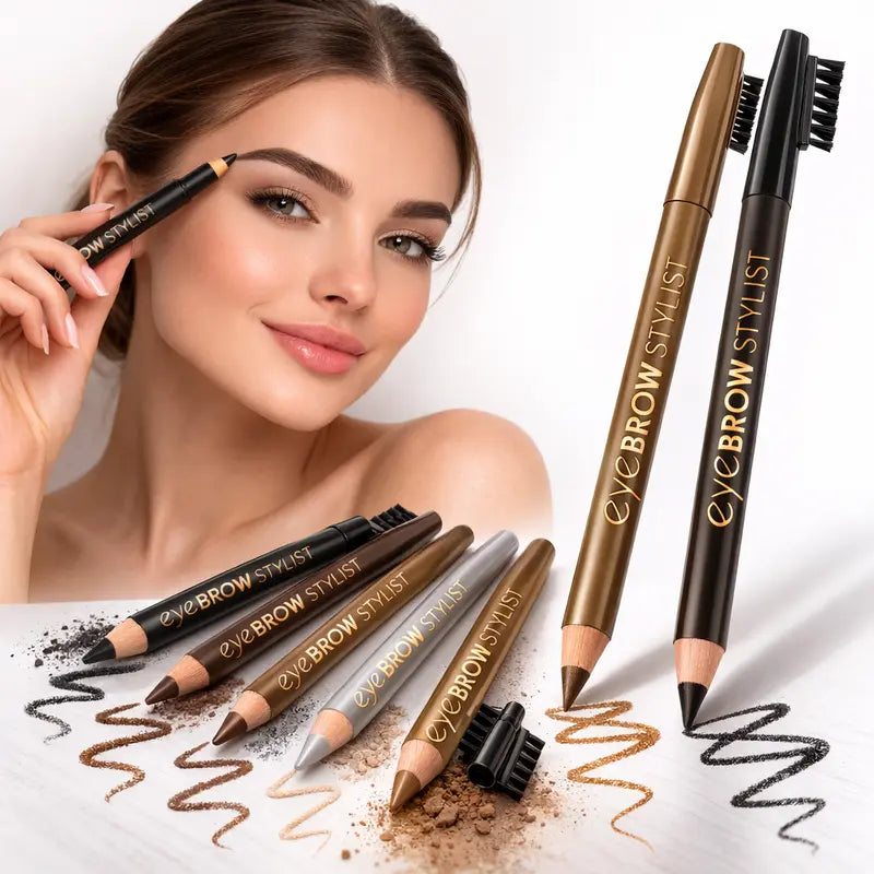 Eyebrow stylist eyebrow pencil Brow wax. Clear, transparent, dark brown, black, light brown, dark grey.