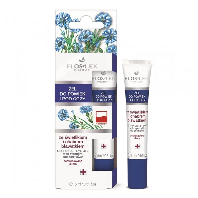 Floslek Eye Gel with Eyebright & Cornflower Soothing Care for Sensitive Skin, Dark Circles & Puffiness