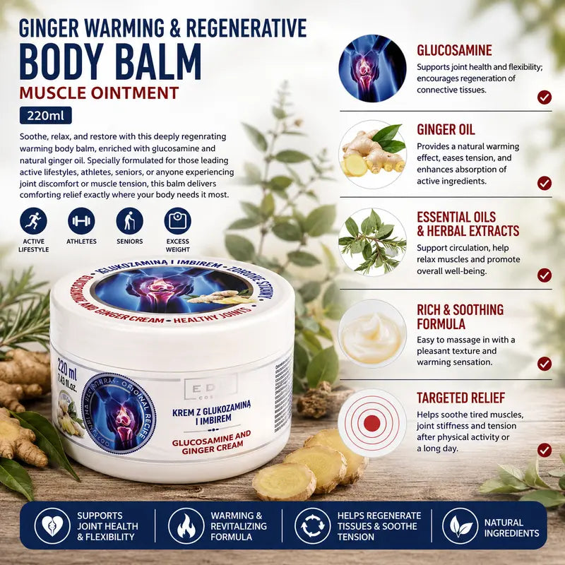 Glucosamine & Ginger Warming & Regenerative Body Balm Muscle Ointment 220ml