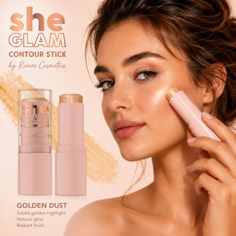 She GLAM Golden Dust Highlighter Stick Creamy Golden Glow Stick with Radiant Sunlit Finish