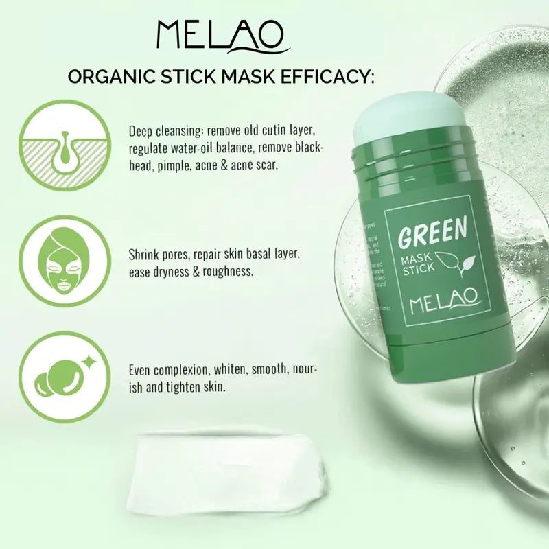 Face Mask Stick Green Tea & Clay Purifying Anti-Acne & Oil Control Deep Pore Treatment