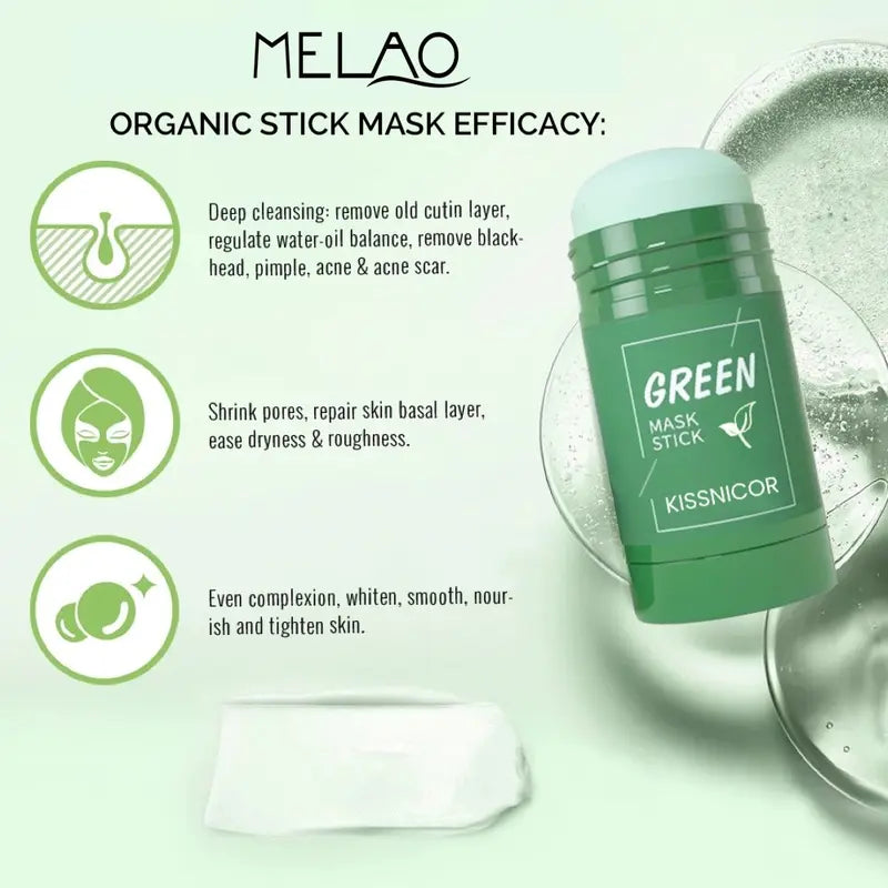 Green Purifying Anti-Acne &amp; Oil Control Clay Mask Stick Deep Cleansing and Balancing