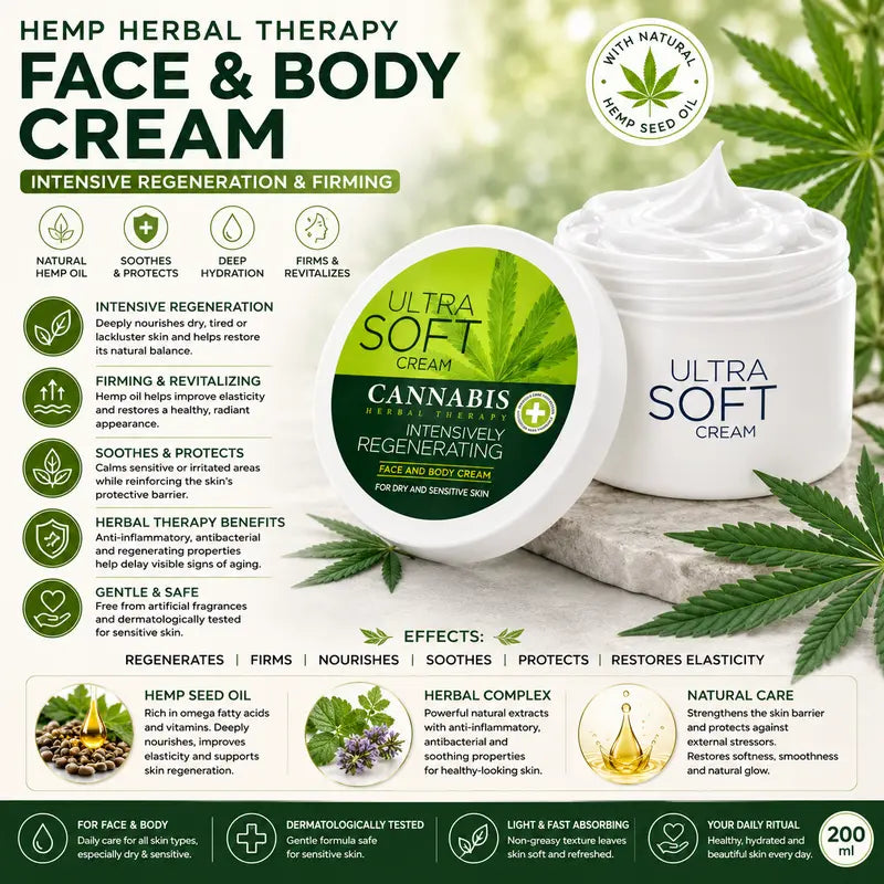 Hemp Herbal Therapy Face & Body Cream Intensive Regeneration & Firming 200ml