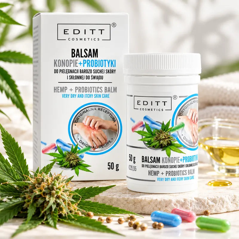 Hemp & Probiotics Body Balm for Very Dry, Itchy Skin Moisturising Barrier Care with Hemp Seed Oil, Shea Butter & Glycerin 50g