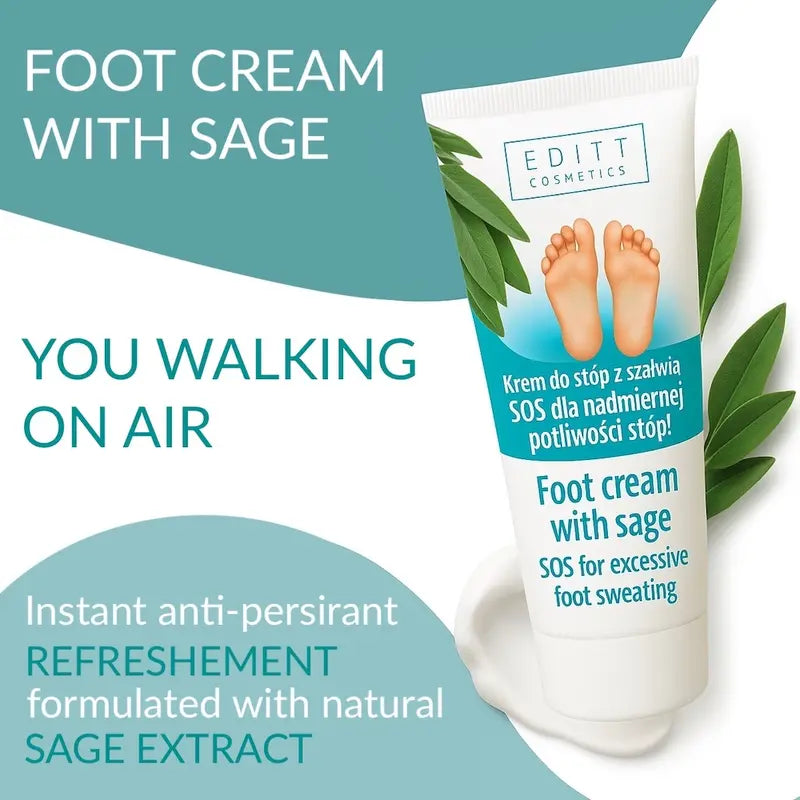 Purifying & Deodorising Foot Cream Sage Antiseptic Odour-Neutralising for Sweat-Prone Feet