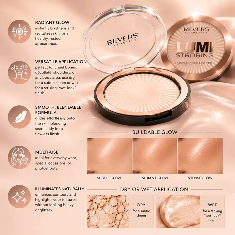 Lumi Strobing Compact Highlighter Radiant Face & Body Illuminating Powder