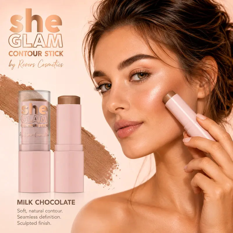 She GLAM Milk Chocolate Contour Stick Cream Bronzer Stick Natural Face Sculpting Cool-Toned Contour