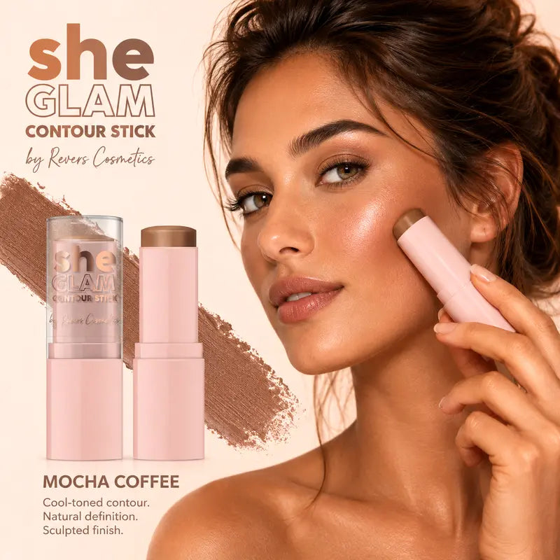 She GLAM Mocha Coffee Contour Stick Deep Cream Bronzer Stick for Sculpted Face Contouring and Defined Features
