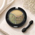 Golden Olive TRIO Shimmer Eyeshadow Palette Longwear Velvet Eye Shadows Dual-Ended Applicator Brush