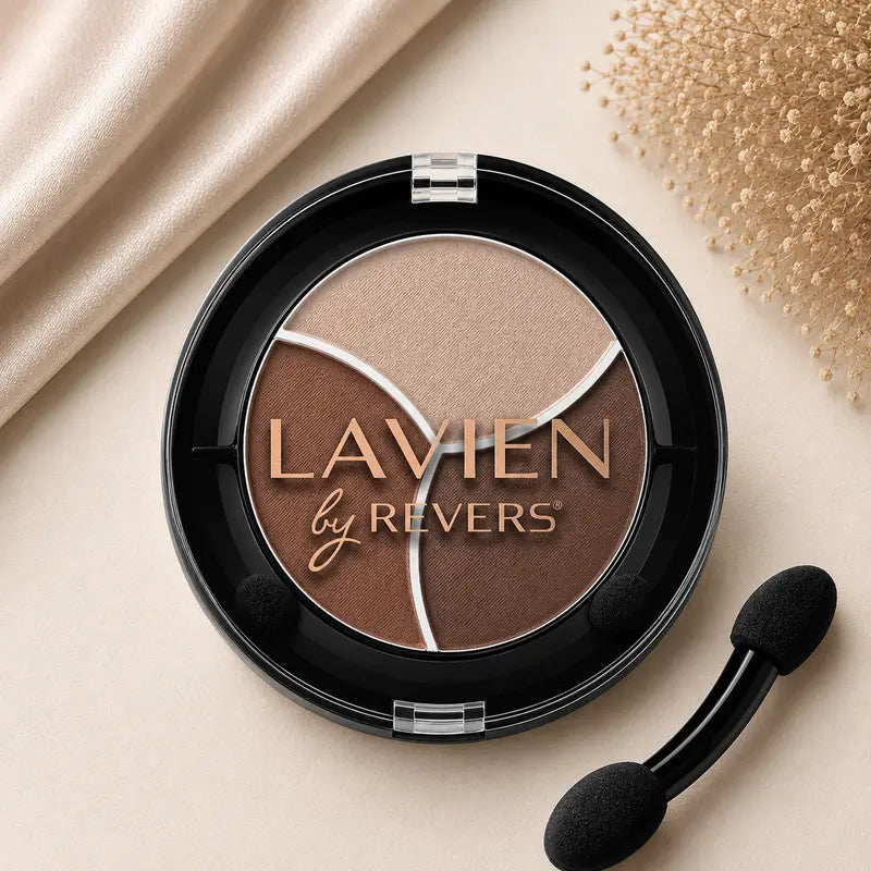 Chocolate Nude TRIO Matte Eyeshadow Palette Longwear Velvet Eye Shadows Dual-Ended Applicator Brush