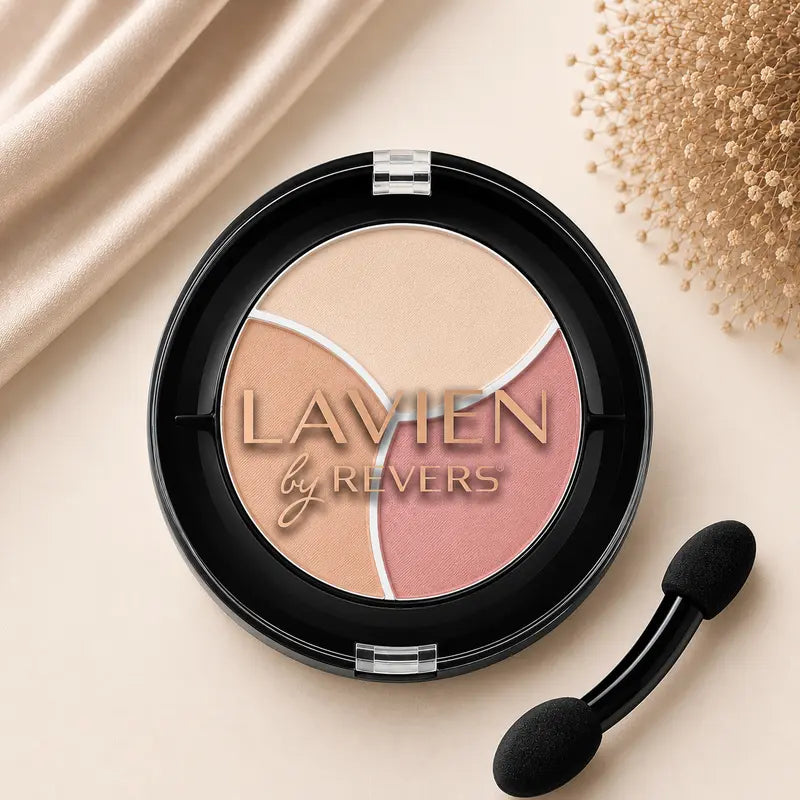 Peach Blush TRIO Matte Eyeshadow Palette Longwear Velvet Eye Shadows Dual-Ended Applicator Brush