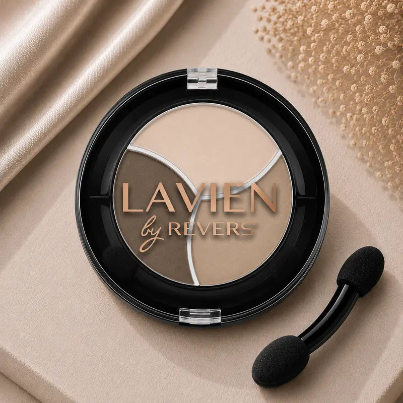 Latte Beige TRIO Matte Eyeshadow Palette Longwear Velvet Eye Shadows Dual-Ended Applicator Brush