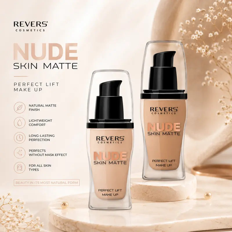 NUDE Skin Matte Perfect Lift Foundation Mattifying Liquid Makeup Buildable Coverage 30ml