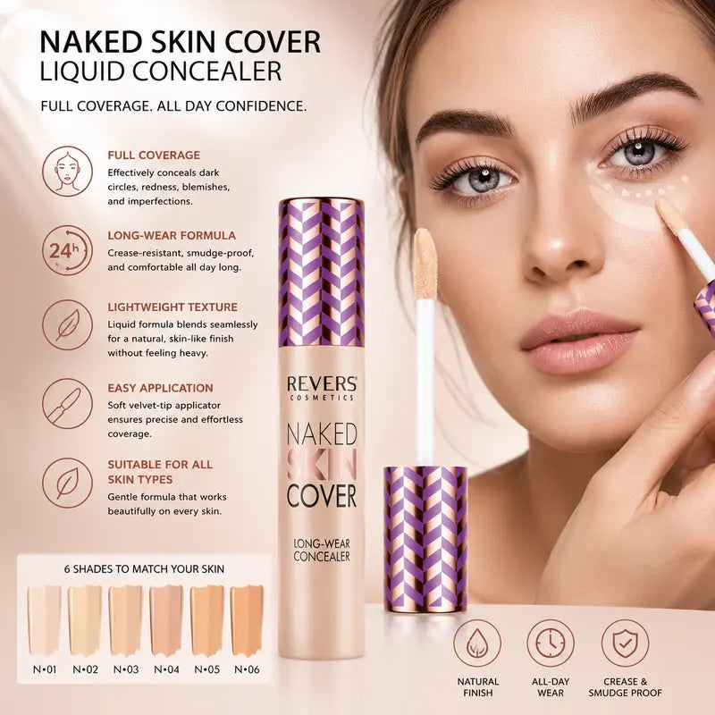 Naked Skin Cover Liquid Concealer Full Coverage Long-Wear Corrector Dark Circles, Redness &  Imperfections
