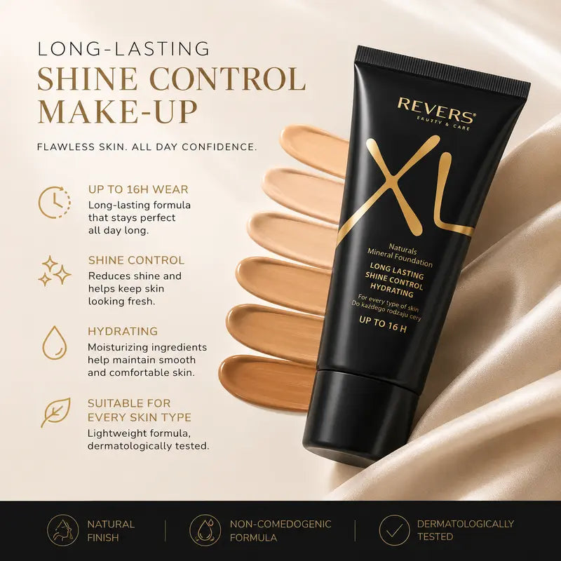 XL Natural Mineral Long-Lasting Shine Control Foundation – Hydrating Satin Finish