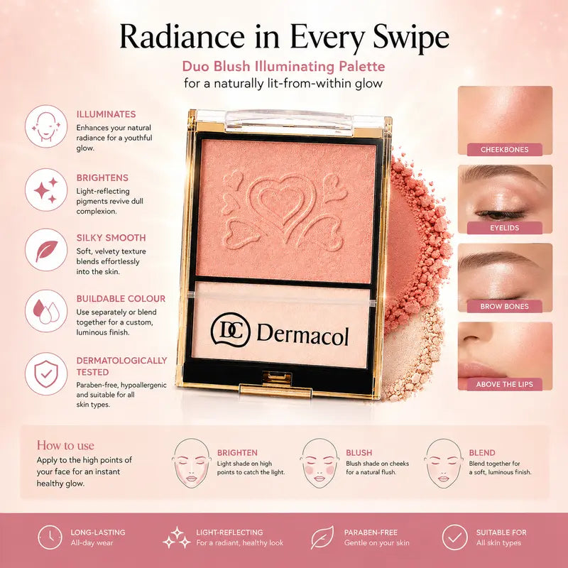 Dermacol Peach Glow Illuminating Palette Face & Body Highlighter Radiant Skin