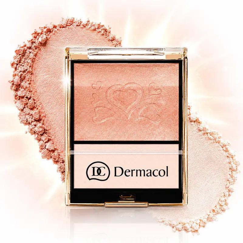 Dermacol Pink Light Blush Highlighter Duo Palette Illuminating Face & Body Powder Radiant Natural Glow