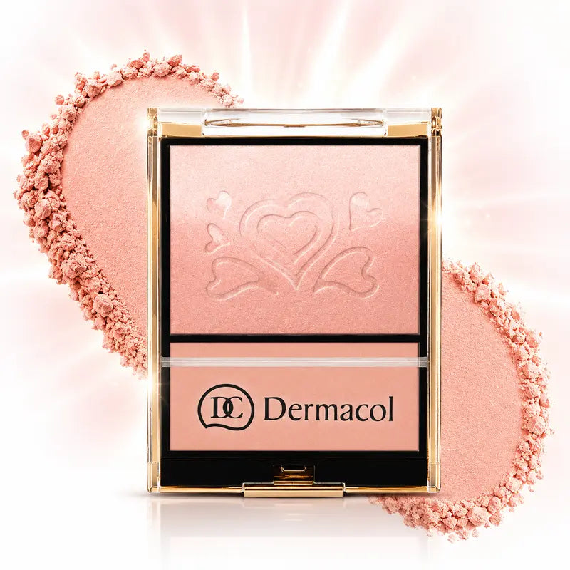 Dermacol Soft Rose Blush Highlighter Duo Palette Illuminating Face & Body Powder Radiant Natural Glow