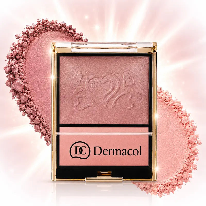 Dermacol Crystal Pink Blush Highlighter Duo Palette Illuminating Face & Body Powder Radiant Natural Glow