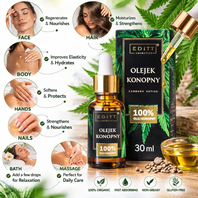 Hemp oil 100% face serum Organic and vegan how to use 