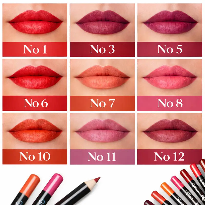 Long-Wear Lip Liner Pencil – Waterproof and Smudge-Proof, Various Shades