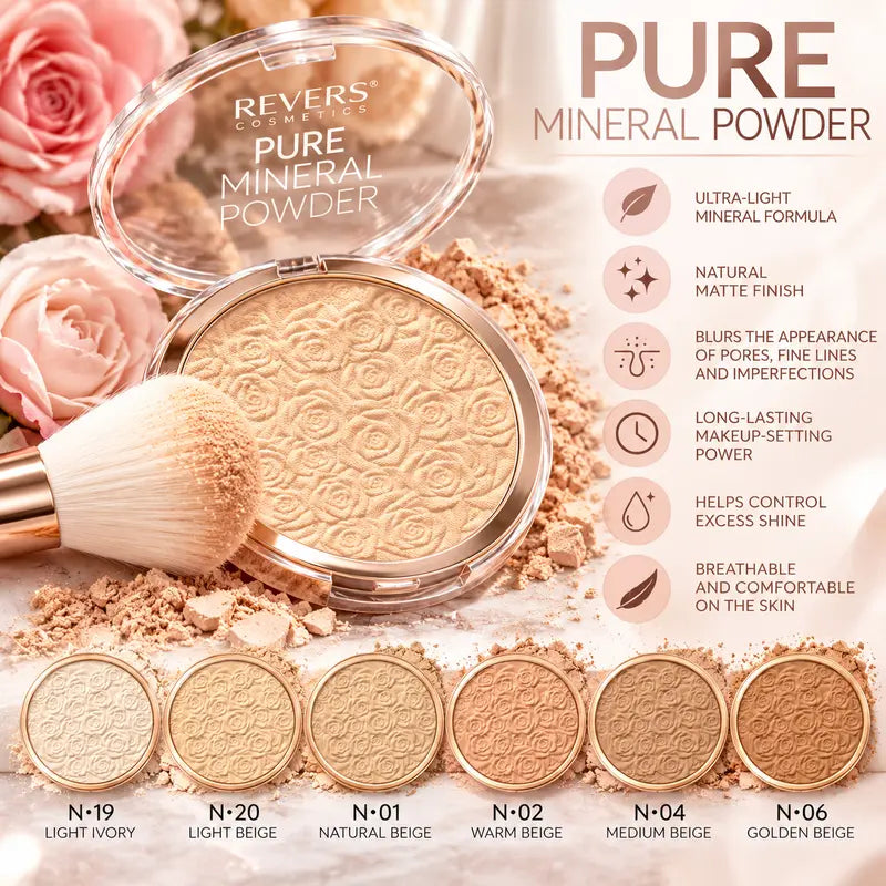 Pure Mineral Powder – Ultra-Light Mineral Face Powder for a Natural, Matte and Flawless Finish