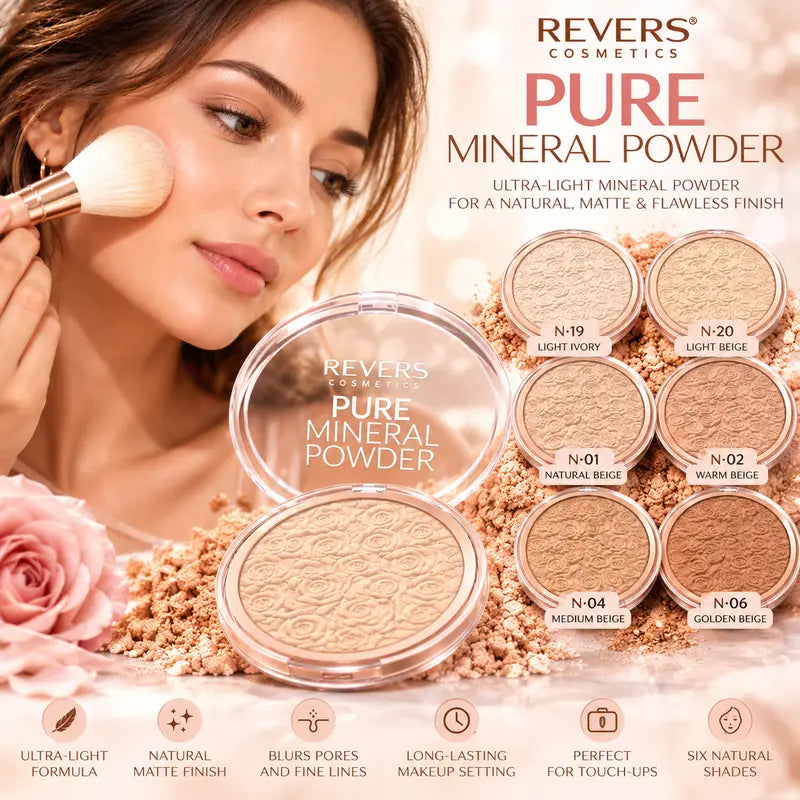 Pure Mineral Powder – Ultra-Light Mineral Face Powder for a Natural, Matte and Flawless Finish