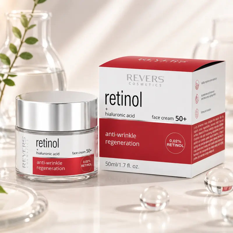 Retinol Face Cream 50+ with Hyaluronic Acid Anti-Wrinkle Firming Moisturiser Mature Skin Care Daily Hydration 50ml