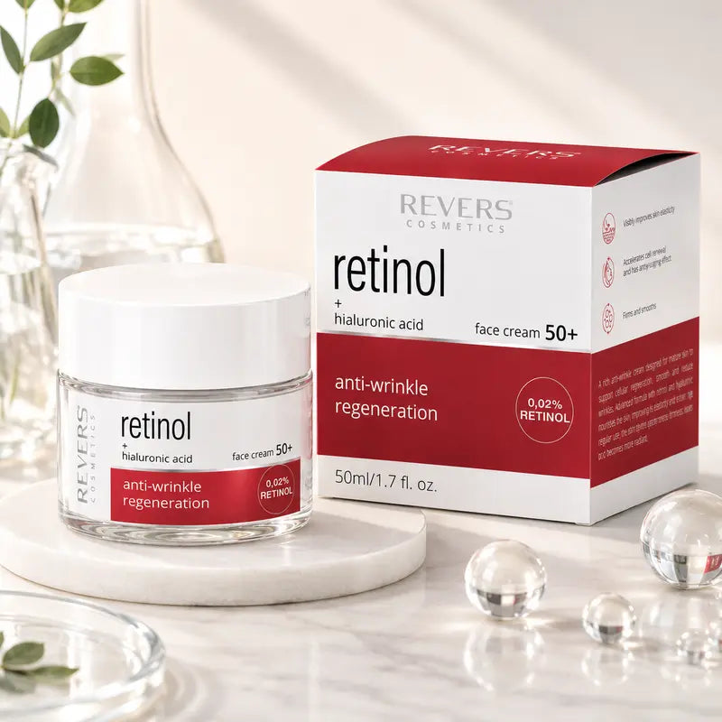 Retinol Face Cream 50+ with Hyaluronic Acid Anti-Wrinkle Firming Moisturiser Mature Skin Care Daily Hydration 50ml