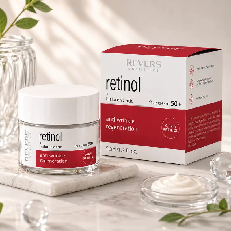 Retinol Face Cream 50+ with Hyaluronic Acid Anti-Wrinkle Firming Moisturiser Mature Skin Care Daily Hydration 50ml