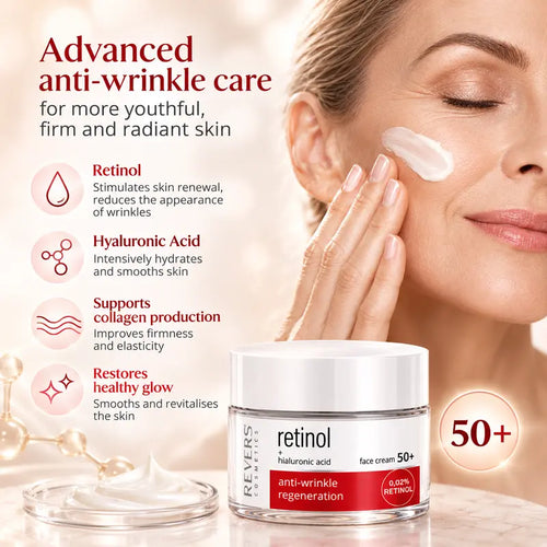 Retinol Face Cream 50+ with Hyaluronic Acid Anti-Wrinkle Firming Moisturiser Mature Skin Care Daily Hydration 50ml