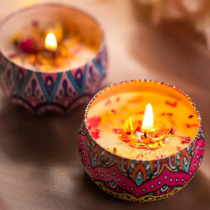LumiScent Natural Soya Wax Candle with Flower Petals Delightful Home Fragrance