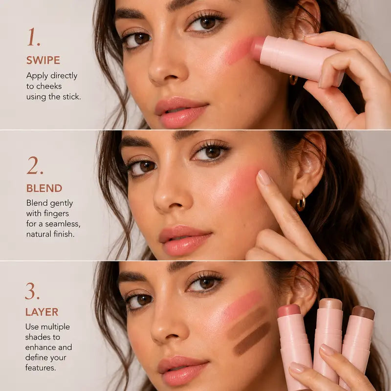 She GLAM Highlighter Stick Creamy Champagne Glow Stick with Radiant Glass-Skin Finish