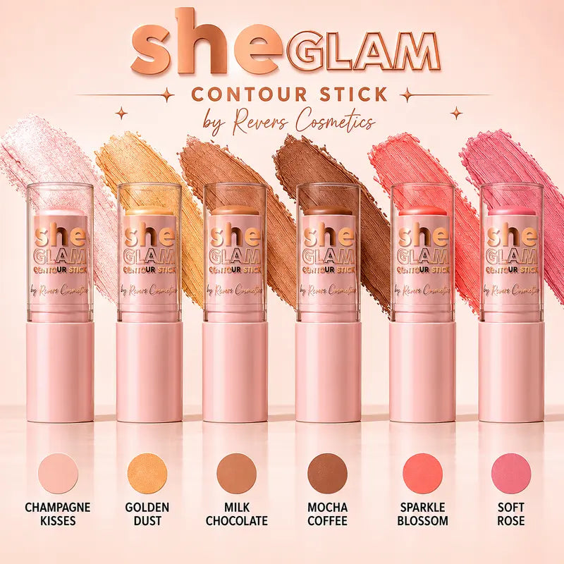 She GLAM Highlighter Stick Creamy Champagne Glow Stick with Radiant Glass-Skin Finish