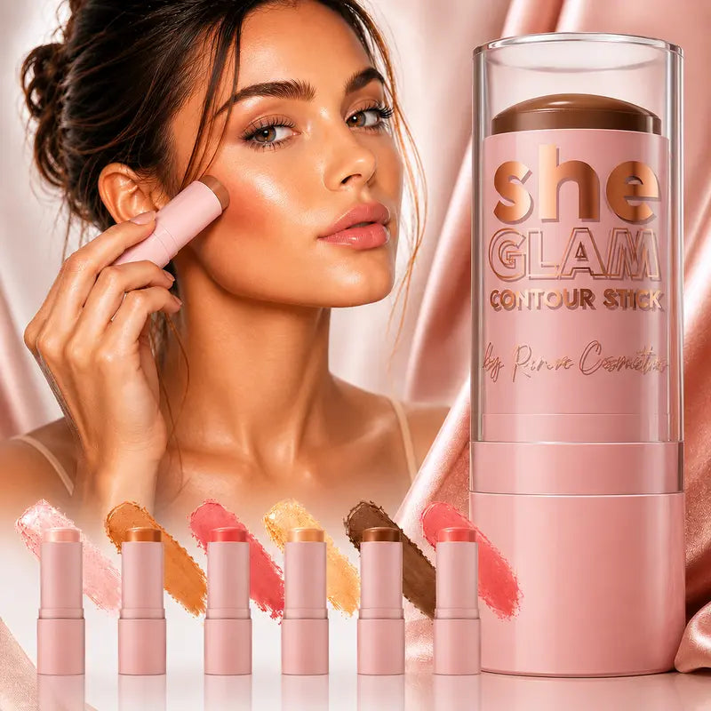 She GLAM Cream Stick Makeup Collection Blush, Highlighter & Contour Sticks Natural Glow Finish